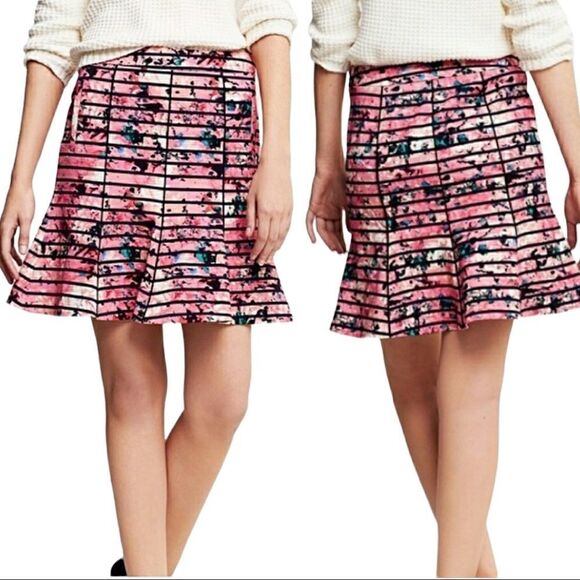 Banana Republic Bella Floral Striped Trumpet Skirt Sz 8 - Picture 14 of 14